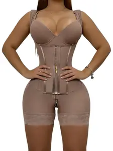 1 Count Women's Tummy Control Shapewear Bodysuit, Underwear, Fajas, High Compression Colombian Shapewear, Zipper Shapewear Jumpsuit, Butt Lifter Shapewear Bodysuit, Lace Trim Body Shapewear, Open Bust Body Shaper, Suitable For Daily, Sport, Yoga