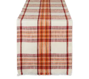 Design Imports 14" x 72" Pumpkin Spice Plaid Table Runner