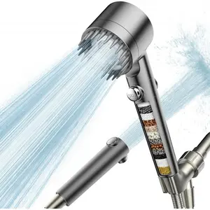 2PACK High Pressure Handheld Shower Head with Filter Multiple Spray Modes ON/OFF Switch Power Wash for Hard Water Pets Bath Massage Handheld Shower brush outdoorfun massaging