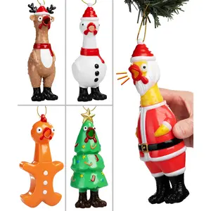 Rubber Chicken Ornaments - Festive Holiday Decorations