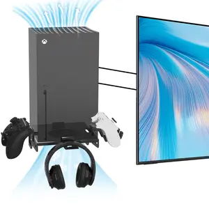 Xbox Series X Wall Mount Stand with Handle & Headset Hook, Durable Space-Saving Design, Perfect for Gaming Setup, Game Console Accessories