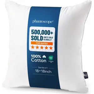 18x18 Throw Pillow Insert With 100% Cotton Cover, 18 Inch Square Microfiber Pillow Sham Stuffer For Couch Cushion, 1 Count (Pack of 1)