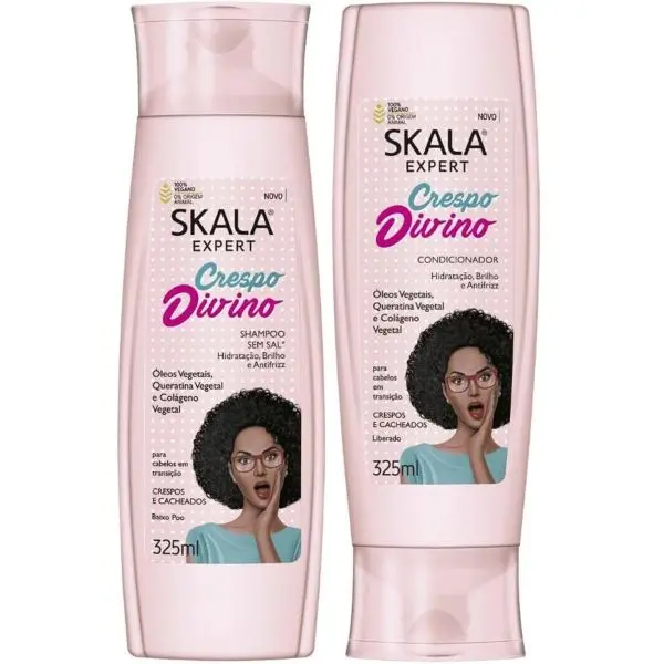 Skala Expert Crespo Divino Youth Haircare Kit - 325ml Shampoo and Conditioner Set with Argan Oil, Caesalpinia Spinosa Gum, Hydrating Cream Formula for Cleansing, Conditioning, Hair Repair (All Hair Types), Daily Gentle Haircare, Hair Repair Set