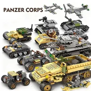 8-In-2 Tank & Armored Vehicle Building Blocks DIY Model Kit, Realistic Tank Model, High-Difficulty Assembly, Holiday Gift, Collectible Toy Set, Building Block Sets