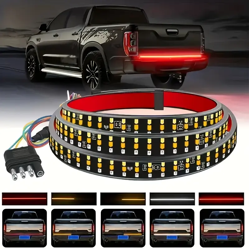 60 In Ambient LED Tailgate Light Bar Strip for Pickups, 12V Wired Dual-Color Red & Amber Rear Accents with Arrow Turn Signal, Optimal Illumination, Wide Coverage, Car Strip Lights for SUVs, RVs
