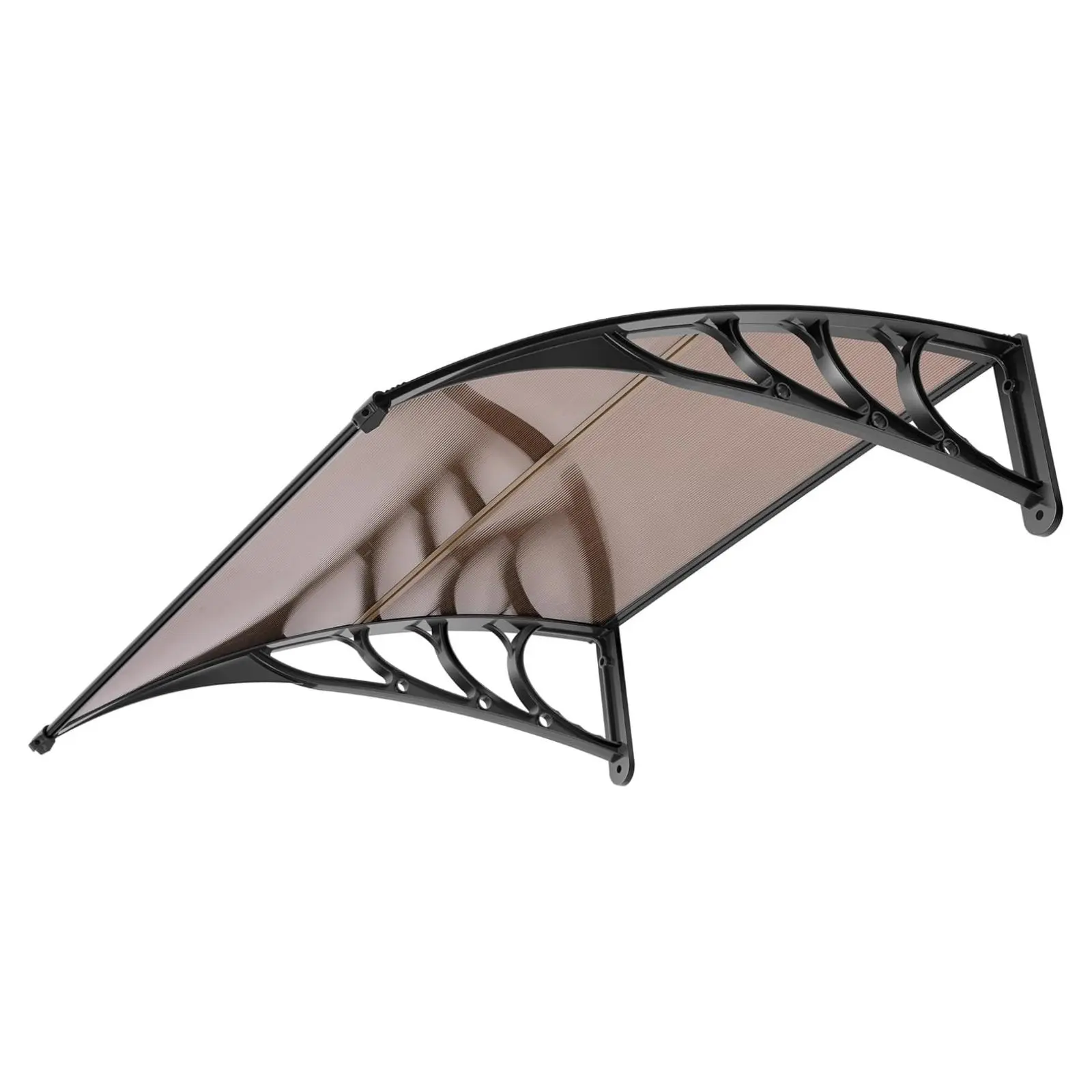 40*40 inch Two-Panel Door Awning with Metal Support - Brown Exterior Cover for Entrance Weather Protection
