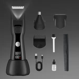 【Father’s Day Gift】Premium Electric Body Hair Trimmer  for men 3 in 1 Trimmer Recharge Dock for Men - Waterproof Wet & Dry Groomer, Rechargeable Cordless Clippers for Chest Back Arms - Gym Ready Travel Friendly Green Trimmer with Comfort Design