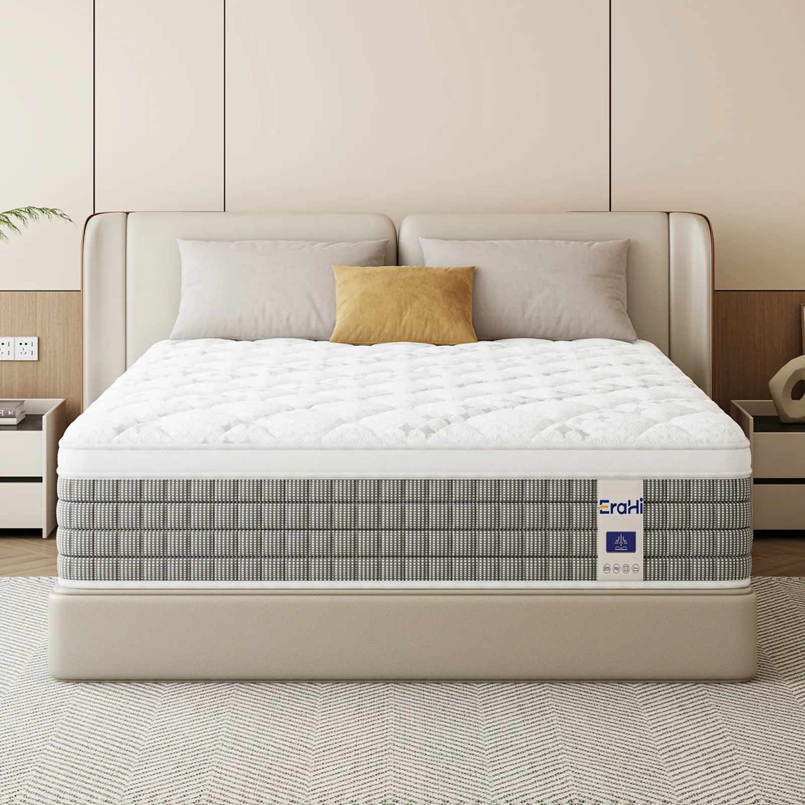 Queen Mattress 12 Inch Hybrid Mattress in a Box, Medium Firm Queen Size Bed Mattresses with Zoned Support, Memory Foam and Pocket Springs for Motion Isolation&Pressure Relief, CertiPUR-US