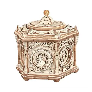 ROKR 3D Wooden Puzzles Music Box (Secret Garden) - Model Kits for Adults Spinning Musical Jewelry Box Vintage Keepsakes Storage, Gifts for Teens/Woman/Man