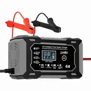 12V 6a Pulse Repair Charger for Cars, Motorcycles, Automotive Vehicles & Trucks, LCD Battery Display, Magnetic Material, Auto Switch Mode, Overcharge Protection