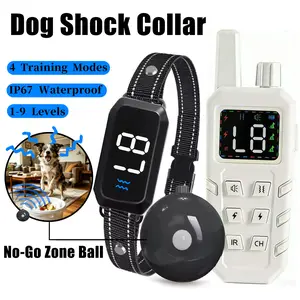 Dog Shock Training Collar, Waterproof Rechargeable with No-Go Zone Ball & Security Lock, Adjustable Beep Vibration Shock Levels for All Breed Sizes, Fix Lunging & Bad Behaviors