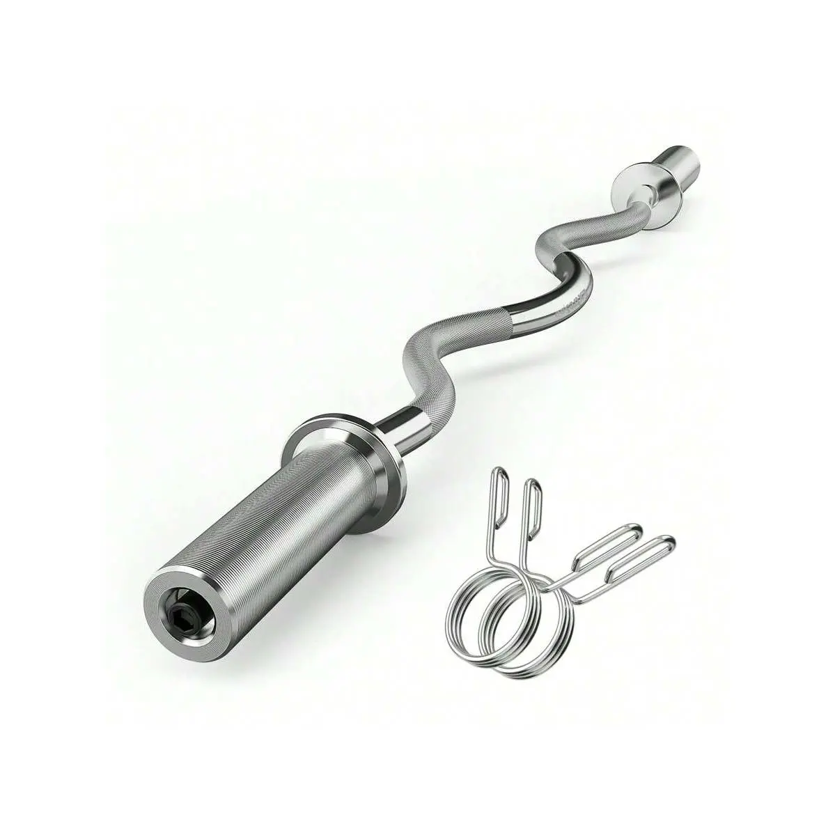 47" Olympic Barbell Curl Bar EZ Bar Strength Training Bar Threaded Chrome Barbell Bar for Weightlifting, Hip Thrusts, Squats and Lunges, 500-Pound Capacity