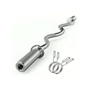 47" Olympic Barbell Curl Bar EZ Bar Strength Training Bar Threaded Chrome Barbell Bar for Weightlifting, Hip Thrusts, Squats and Lunges, 500-Pound Capacity