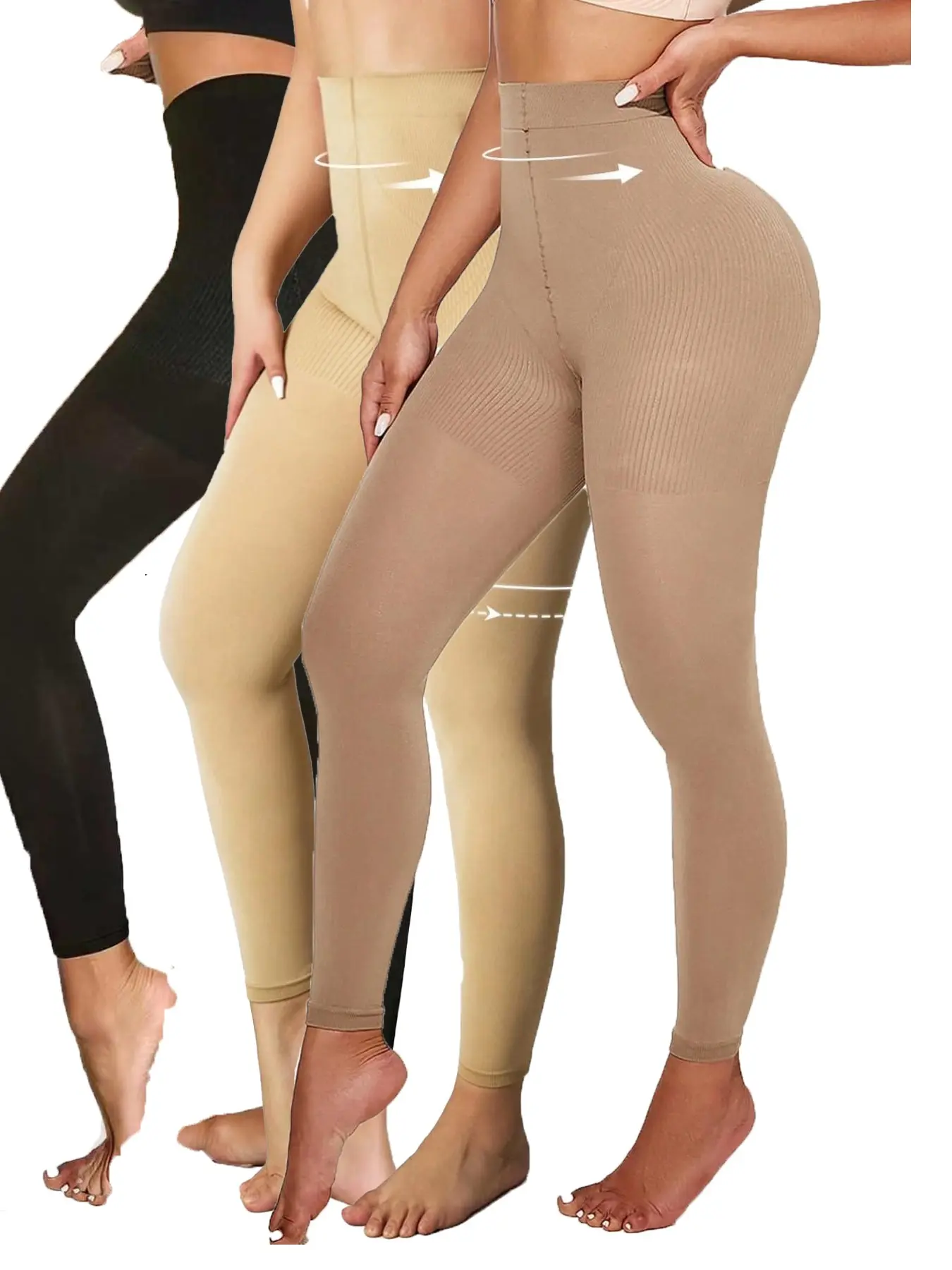 Women's Compression Mesh Leggings, 3-Pack Basic Set, Comfortable Sportswear, High Compression Fit, High Waist, Breathable, Suitable for All Occasions, Athletic Compression Leggings