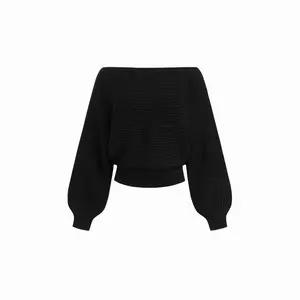 Cider Knit Boat Neck Long Sleeve Cinched Waist Oversized Top