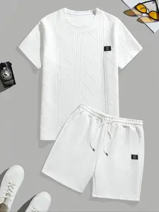 Men's Sporty Tracksuit Set, 2-Piece Short Sleeve Tee & Shorts, Casual Summer Wear, Comfortable & Stylish Design