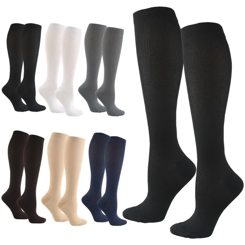 Women's Unisex Stripe Pattern Compression Socks - 6/12 Pairs, Knee-High to Over-Thigh, Pain Relief, Pressure Support, Circulation Boost, Ideal for Athletes (Basketball, Running)