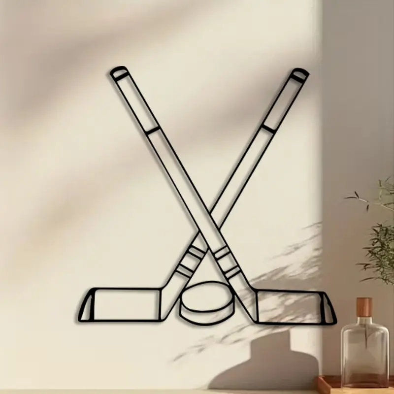 1pc Hockey Player Metal Wall Art, Artistic Hockey Player Statue Mural, Perfect for Garage Wall, Art Wall Decoration, Decoration Items, Art Work For Wall Decor, Father's Day Decor, Ideal Gift for Dads, Sport Metal Hockey Theme