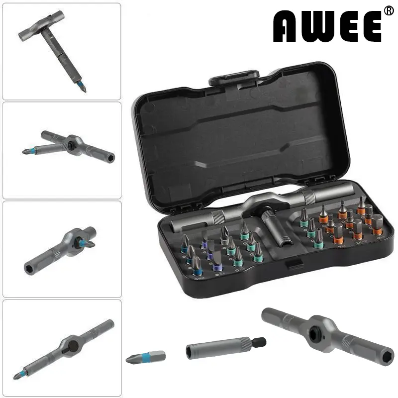 AWEE 24-in-1 DIY Screwdriver Set, magnetic interchangeable multi-function ratchet screwdriver set, compact and portable home repair tool, Home Maintenance Magic Tools—a perfect gift.
