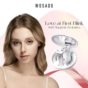 [WOSADO] Soft Magnetic Eyelashes All-in-One Kit with Applicator, Reusable Magnetic Lashes without Eyeliner, Glue-free False Lashes, Waterproof, Lightweight, Suit for Natural Makeup