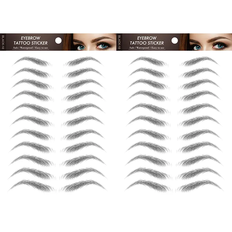 Waterproof Fake Temporary Eyebrow Tattoos, Easy Apply & Safe DIY Makeup Transfer Stickers, Long-Lasting Biodegradable Tattoo for Men & Women