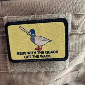 Mess with the quack get the wack Gadsden flag goose meme 2"x3" removable morale patch with hook and loop backing