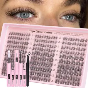 300-Pc Wispy Lash Cluster Kit!  9-14mm C-Curl – Natural DIY Extensions with Tweezers