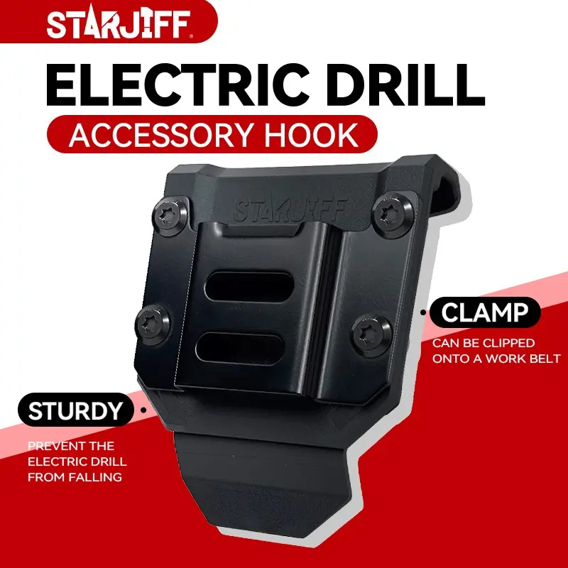 STARJIFF Drill Holder for Tool Belt, Heavy Duty Durable Drill Storage Box and Tape Measure Clip, Fits Belts up to 2.7 Inches Wide, Construction Tool Organizer