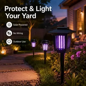Solar Mosquito Zapper Light -Outdoor Garden Stake Lamp, UV Insect Killer, Mosquito Trap, Solar Powered, Dual Mode (Mosquito Control + Pathway Lighting), Weather Resistant, Easy Setup, Small & Large Round + Square Options