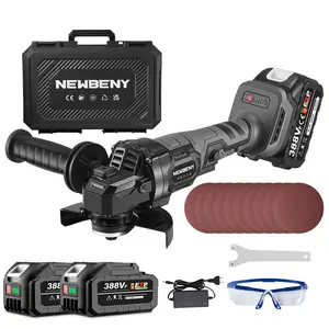 NEWBENY 125mm Cordless Electric Angle Grinder 3 Gears Brushless Grinding Cutting Woodworking Power Tool For Heavy Duty & Industrial
