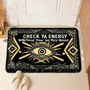 1pc Flannel 100% Polyester Mystic Tarot Evil-Eye ENTRANCE RUG, door/foyer/aisle light absorb light slip-safe, mystic guard welcome first sight, tarot-lover home fit, machine-wash refresh tarot-fan gift
