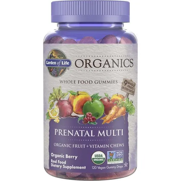 Garden of Life Organics Prenatal Gummies – Prenatal Vitamins for Women with Energy Metabolism Support & Healthy Fetal Development Support, Berry Flavor, USDA Organic, Vegan, 30 Day Supply