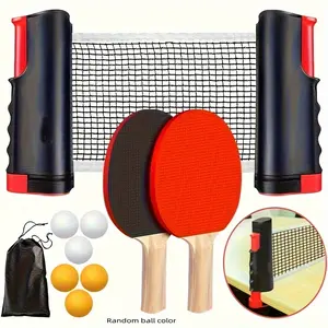 Portable Ping Pong Paddle Set with Retractable Net, Includes 2 Rackets, 3 Balls & Carry Bag for Indoor Outdoor Play, Table Tennis Racket