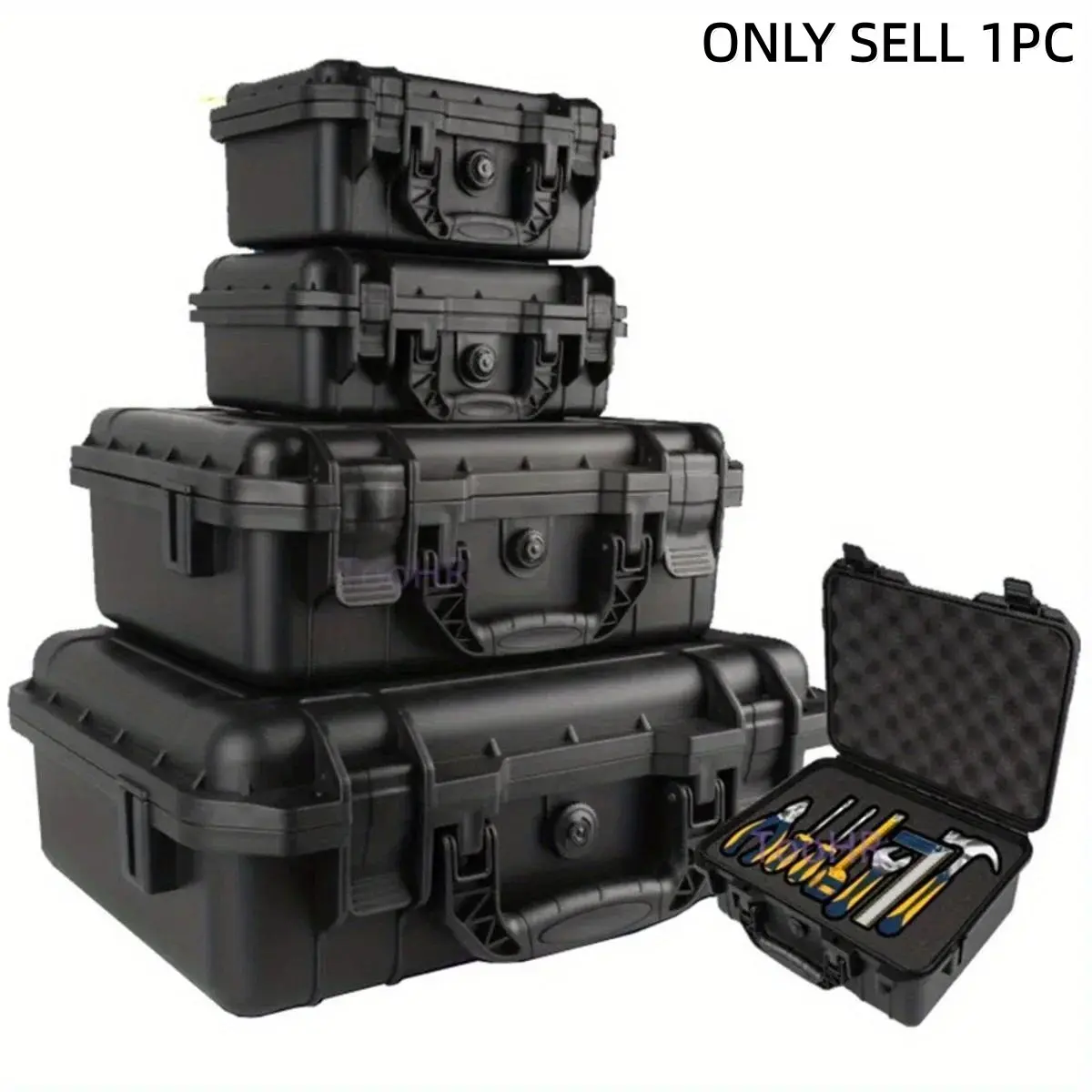 Waterproof Plastic Hard Toolbox with Pre-Cut Foam, Durable and Safe Equipment Box, Anti-Collision Tools and Drone Storage Cabinet