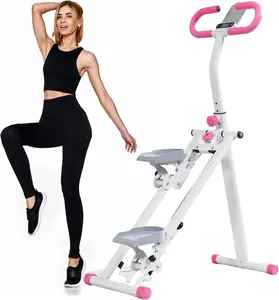 Stair Stepper for Home Gym Exercise, Vertical Climber Exercise Machine for Full Body Workout, Compact Folding Cardio Exercise Climber with Adjustable Handlebar (Pink)