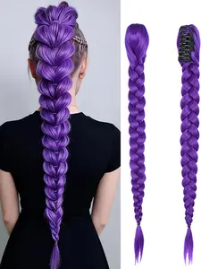 Long Synthetic Fiber Braided Wig with Clip-In Ponytail, Perfect for Role Play Halloween Christmas, Party Style Hair Accessory