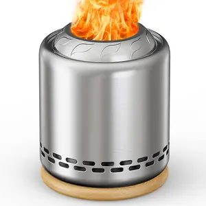 OGERY Stove Tabletop Fire Pit with Stand, 7.9*6.1'', Smokeless Stainless Steel Portable Fire Pit for Camping Cooking Outdoor Decorative