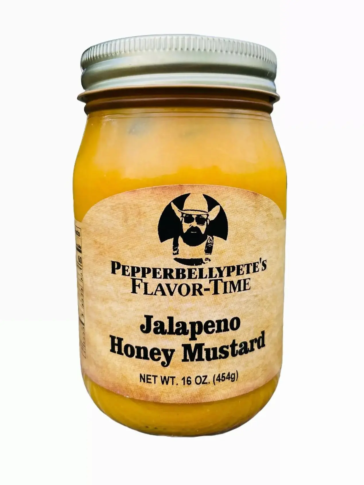 Pepper Belly Pete's Jalapeno Honey Mustard,  Hot Sauce Condiment, 16 oz Jar, Refrigerated Cooking Sauce for Flavorful Dishes