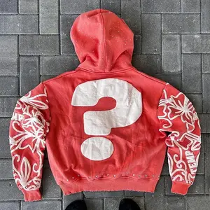 New American Style Letter Foam Printing Street Trend Y2K Destruction Hoodie Loose Pullover Sweater