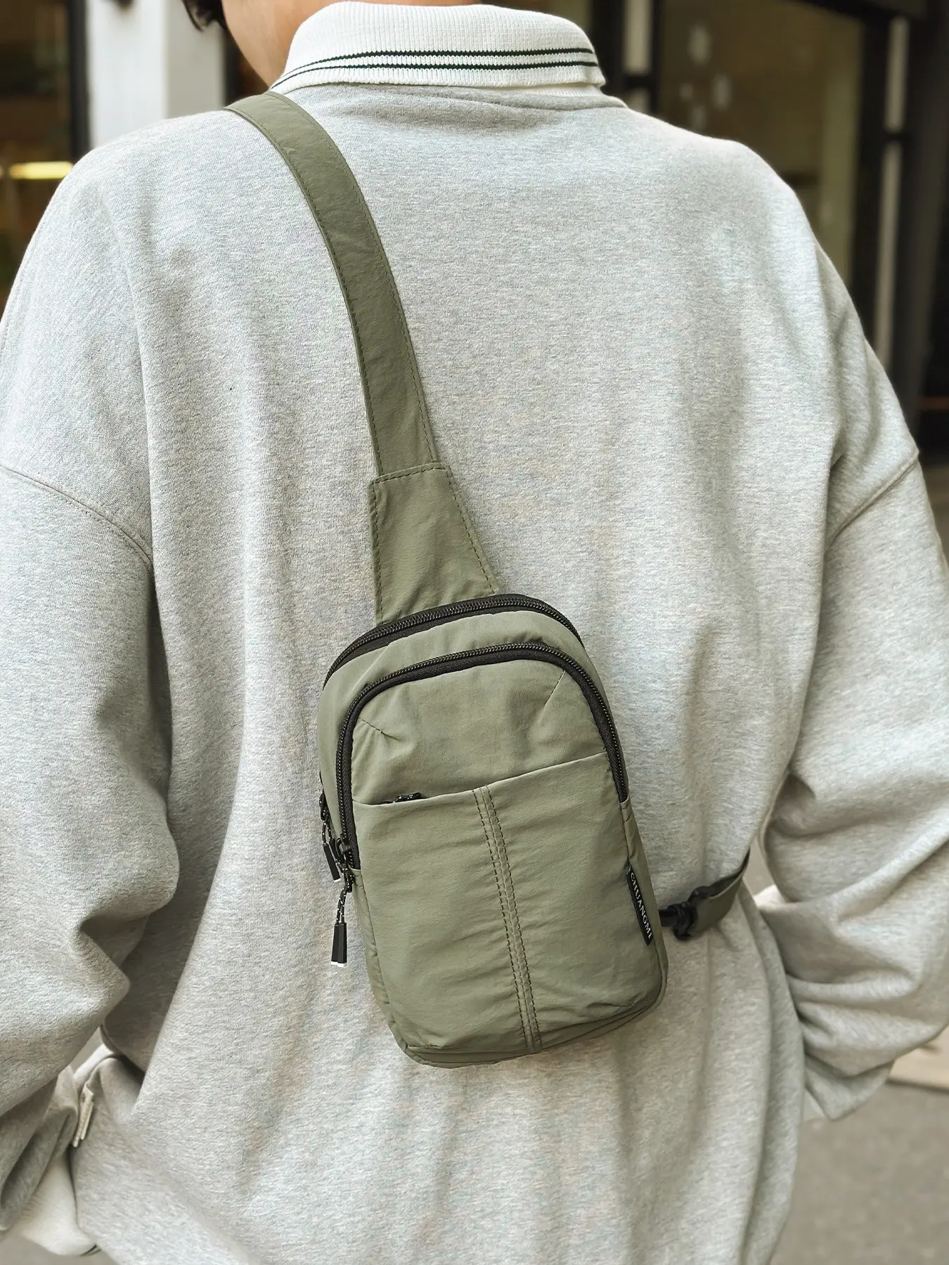 1pc Nylon multifunctional chest bag for men, compact crossbody bag with multiple pockets, adjustable shoulder straps for casual commuting, lightweight phone bag, versatile and must-have for men's daily travel workwear style