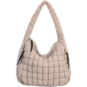 Puffer Tote Bag for Women Large Quilted Carryall Bag Soft Puffy Crossbody Lightweight Shoulder Handbags Work Travel