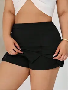 New Fashion Women's Split Mini Skirt Shorts with Lining, Stylish Fit Casual Wear, Perfect for Summer, Trendy Ladies Clothing