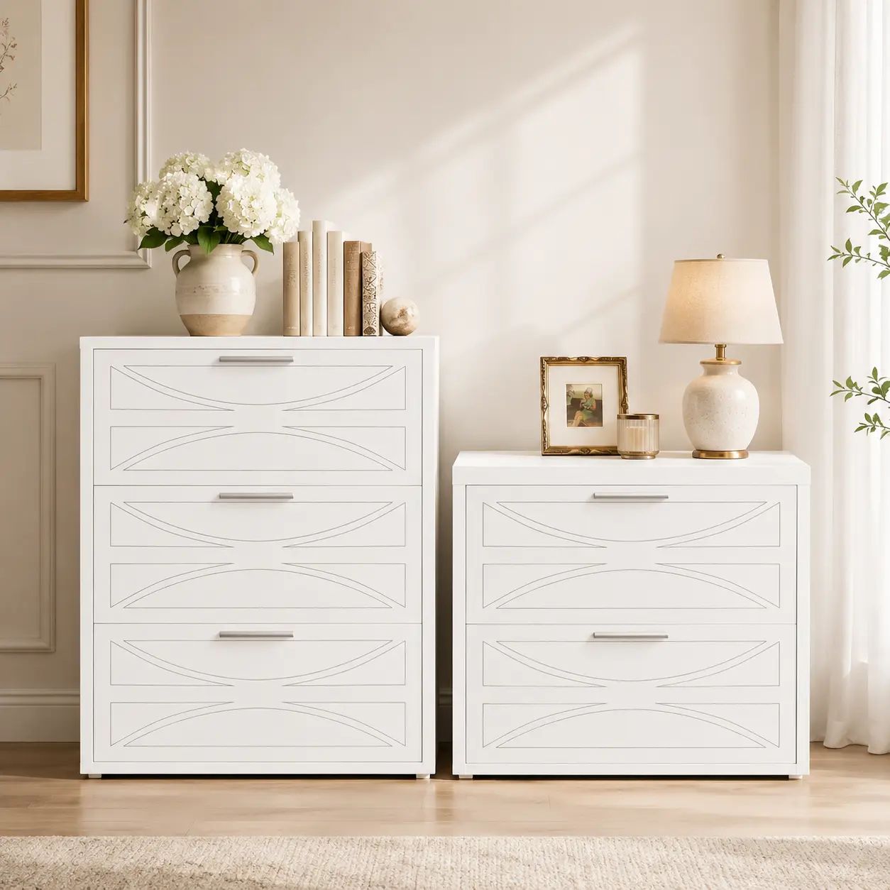 Homieasy Wood Stackable Storage Drawers, 5 Drawer Dresser Set Organizer for Closet, Closet Drawers Organizer System, Nightstand Bedside End Table Storage for Bedroom, Minimalist Drawer Tower, Vertical Dresser