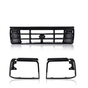 Fit For 1992-1996 Ford F150 F250 F350 Bronco Grille Headlight Bezel Kit Black