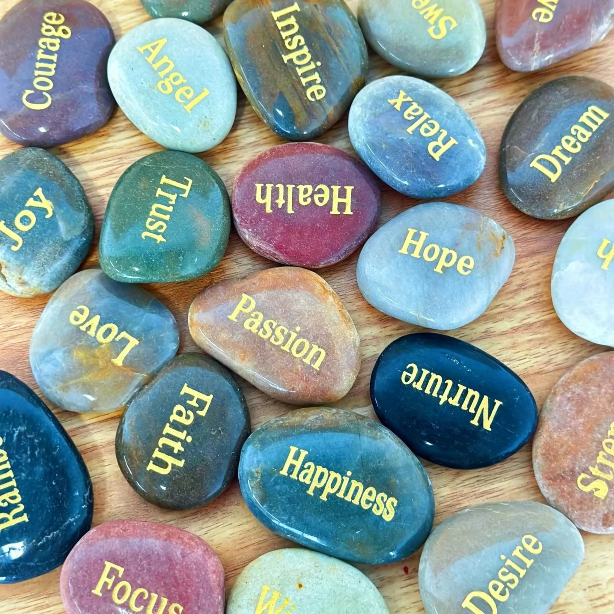 Engraved Inspirational Stones, 25 PCS Encouragement Rocks Gift Set for Friends Family Valentine's Day