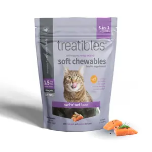Treatibles Feline Surf & Turf Flavored Soft Chewable Calming Supplement for Cats, 1.5-mg, 100 count