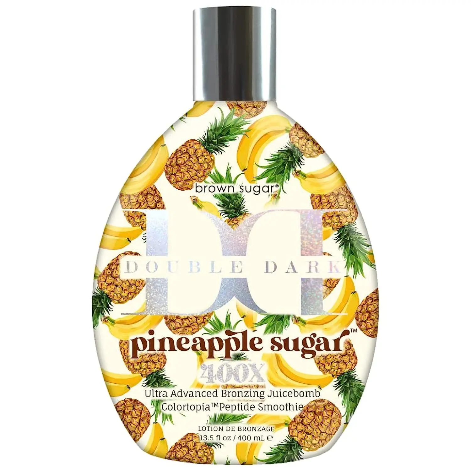 Brown Sugar Pineapple Sugar 400X Ultra Advanced Double Dark Bronzing Juicebomb Tanning Lotion 13.5oz – Tropical Pineapple Blend with Skin Hydrators & Tattoo Enhancers