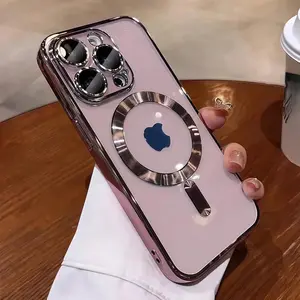 Multi-Model Soft TPU Full Lens Protection Case for iPhone 16, 15, 14, 13, 12, 11 Pro Max Plus - Magnetic Fit, Wireless Charging, New Plating Clear Cover