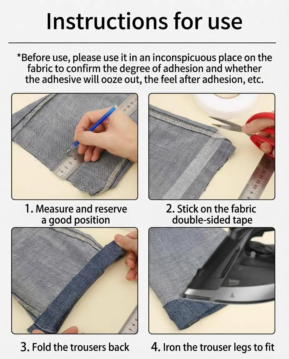 [Buy 1 Get 1 Free] Humwam No-Sew Hemming Tape – Iron-on Fabric Tape for Pants, 0.79 Inch Width, 1968 Inch Length