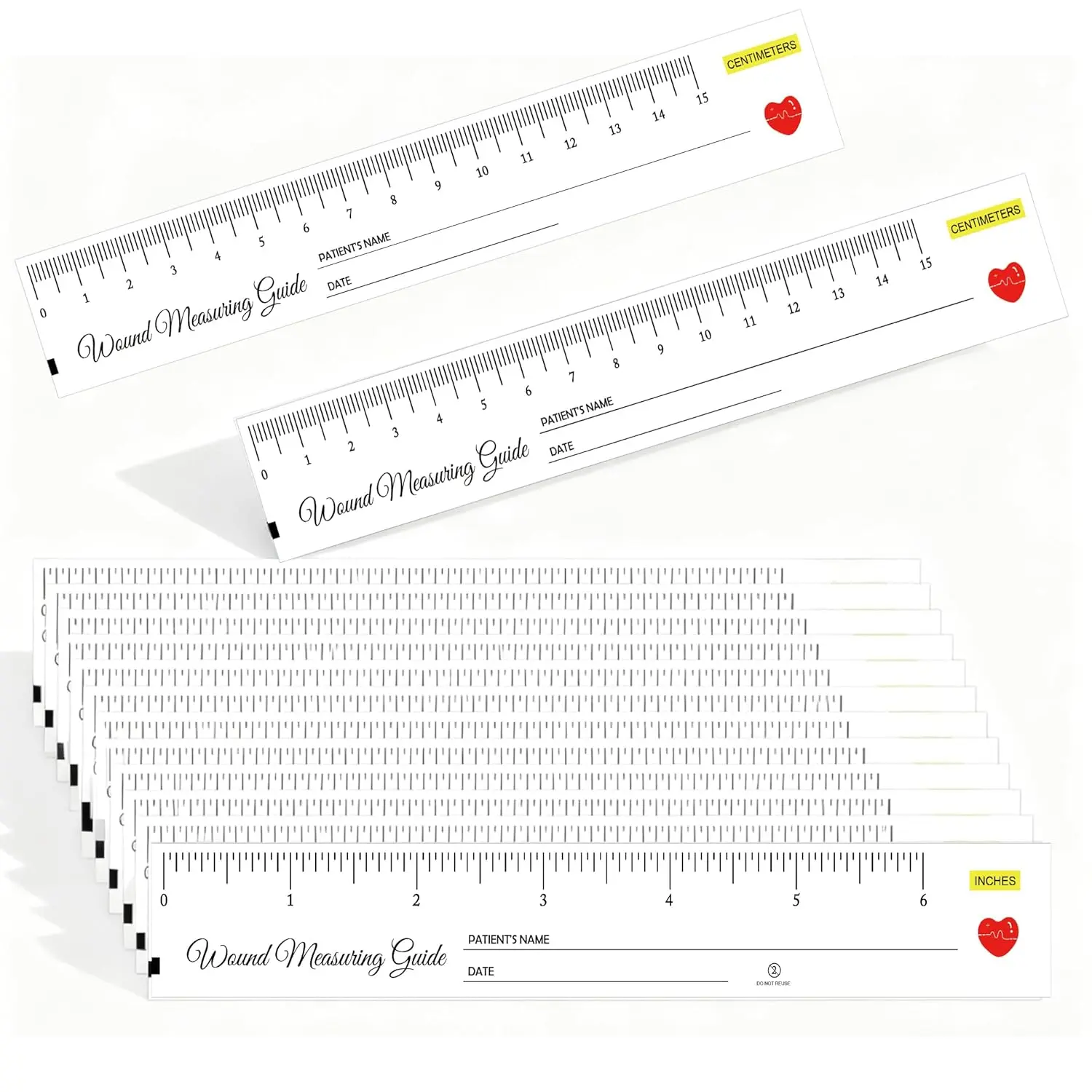 100 Pcs Disposable Medical Wound Measuring Tapes, Double-Sided Paper Rulers for Nurses, 1.18x7.08 In Wound Measurement Tool, Measuring Tape